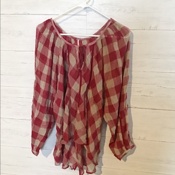 Free people flowy checkered top small - Picture 3 of 8